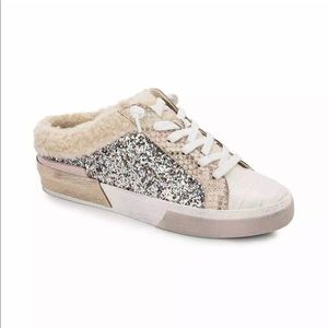 Dolce Vita Plush Slip-on Sneakers Silver Multi Glitter Size 10 NWOB